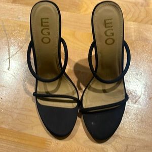 Black open toed heels size 5